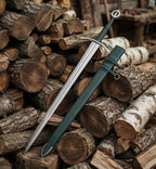Handmade Irish Ring Sword | 5160 Carbon Steel, Leather Scabbard, Full Tang