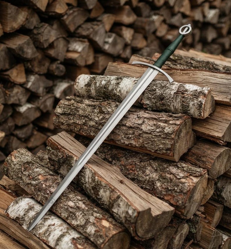 Handmade Irish Ring Sword | 5160 Carbon Steel, Leather Scabbard, Full Tang