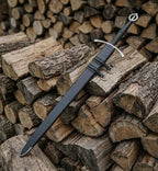 Handmade Irish Ring Sword | 5160 Carbon Steel, Leather Scabbard, Full Tang