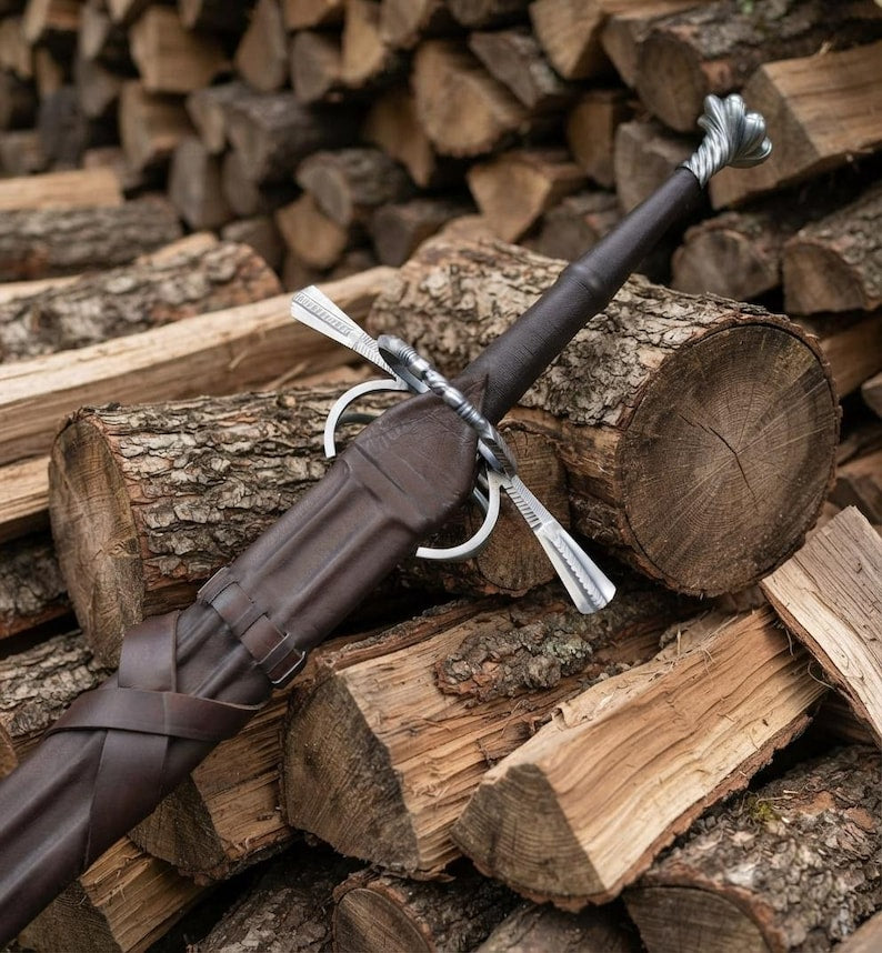 Hand-Forged Two Handed Sword | High Carbon Steel Renaissance Longsword, Custom Engraved Gift