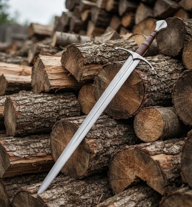 Handmade 6150 Carbon Steel Arming Sword with Leather Scabbard | Knight Sword Collector Piece