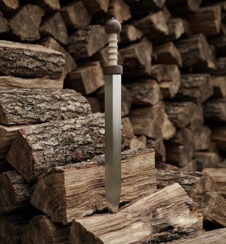 Roman Gladius Sword – Handcrafted Steel Blade, Wooden Handle, Leather Scabbard (Display Piece)