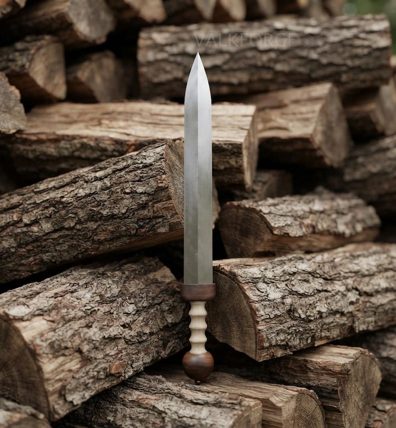 Roman Gladius Sword – Handcrafted Steel Blade, Wooden Handle, Leather Scabbard (Display Piece)