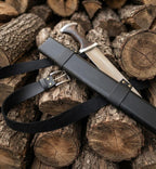Handmade High Carbon Steel Medieval Short Sword with Leather Scabbard, Viking Replica Collector Piece