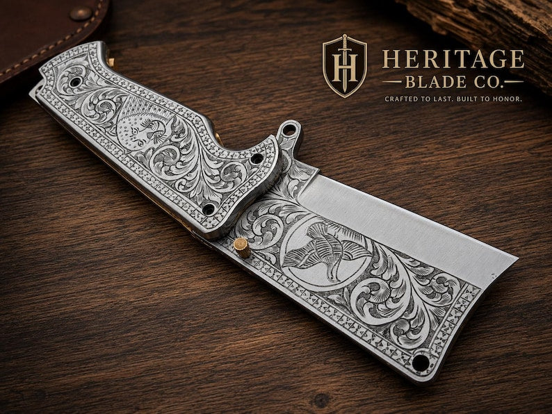 Custom Hand Engrave Pocket/Folding EDC Knife,  Collector, Camping Grooms, Friend , Father Day Gift With Leather Sheath