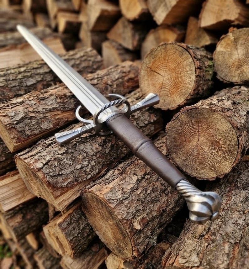 Hand-Forged Two Handed Sword | High Carbon Steel Renaissance Longsword, Custom Engraved Gift