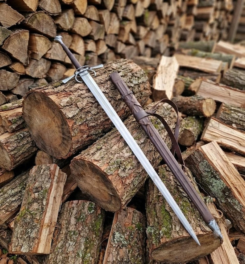 Hand-Forged Two Handed Sword | High Carbon Steel Renaissance Longsword, Custom Engraved Gift