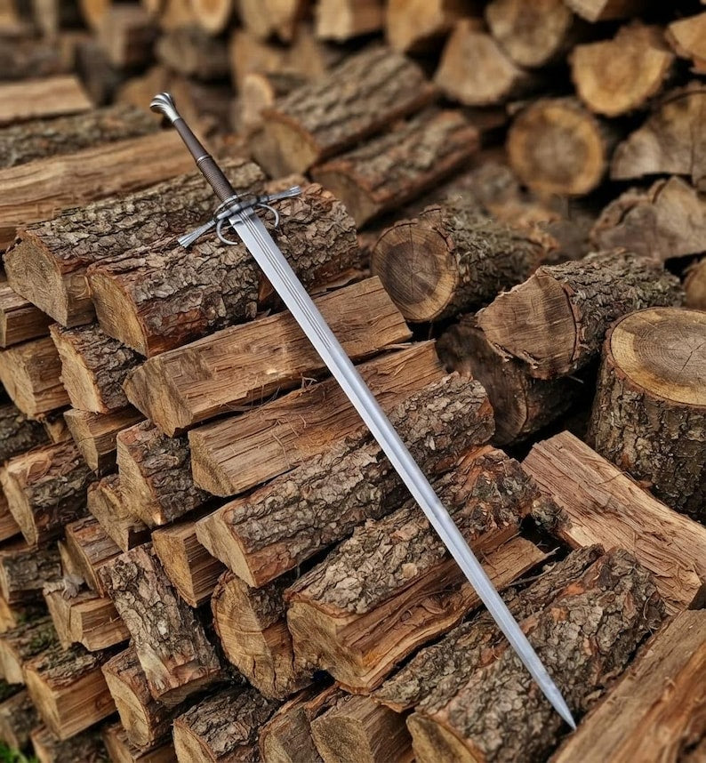 Hand-Forged Two Handed Sword | High Carbon Steel Renaissance Longsword, Custom Engraved Gift
