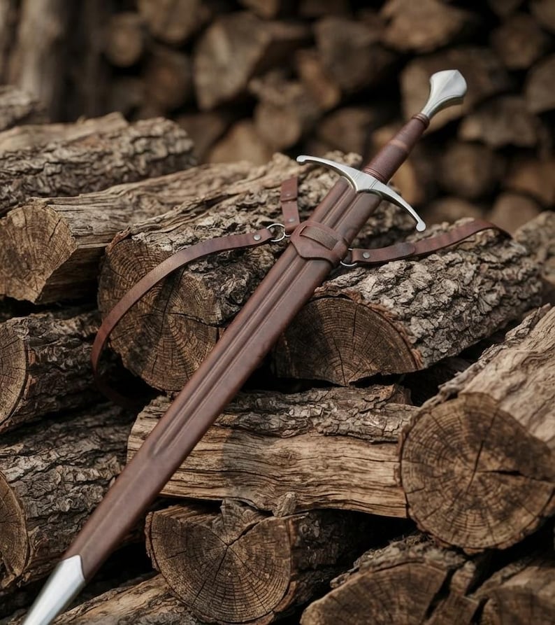 Handmade 6150 Carbon Steel Arming Sword with Leather Scabbard | Knight Sword Collector Piece
