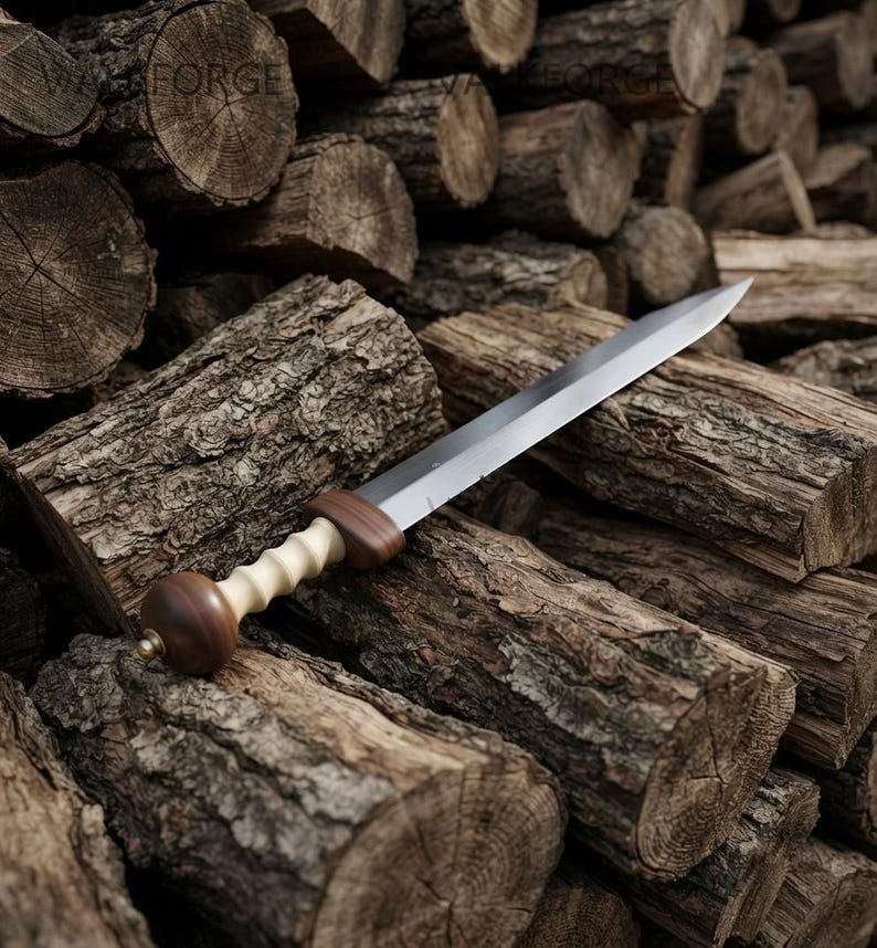 Roman Gladius Sword – Handcrafted Steel Blade, Wooden Handle, Leather Scabbard (Display Piece)
