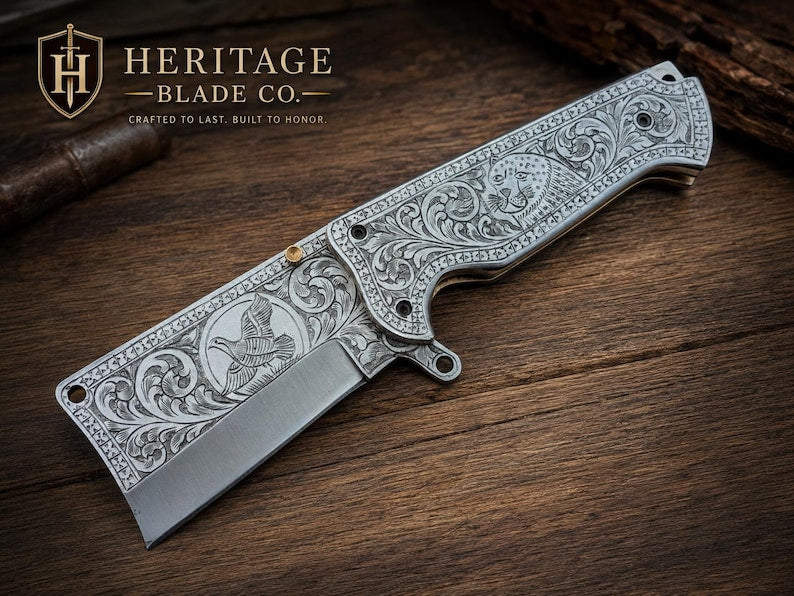 Custom Hand Engrave Pocket/Folding EDC Knife,  Collector, Camping Grooms, Friend , Father Day Gift With Leather Sheath