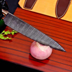 Handmade Damascus Chef Knife Set, 6 Piece Kitchen Knife Collection, Blue Wood Handles, Leather Sheath