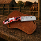 Ironcrest cowboy knife resin handle detail