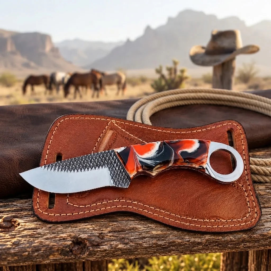 Ironhide rasp steel skinner knife, full view