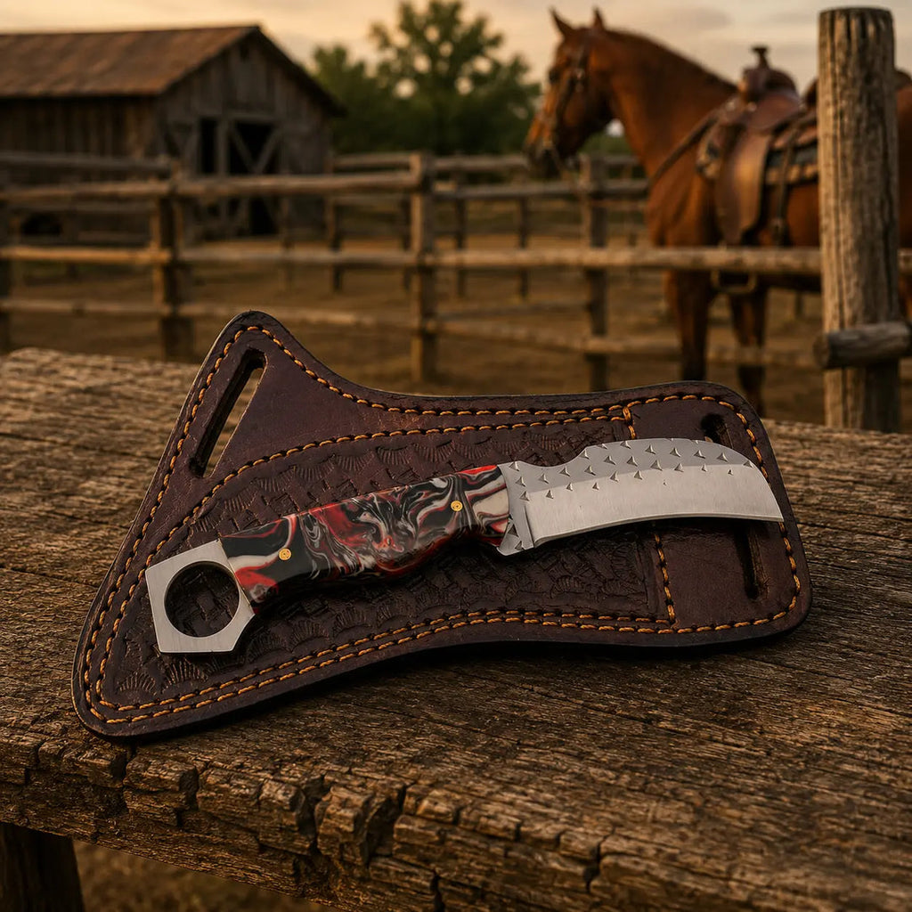 Ironhook rasp steel hawkbill knife, full view
