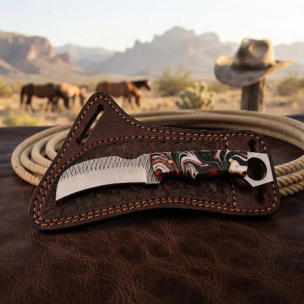 Ironhook rasp steel hawkbill knife, full view