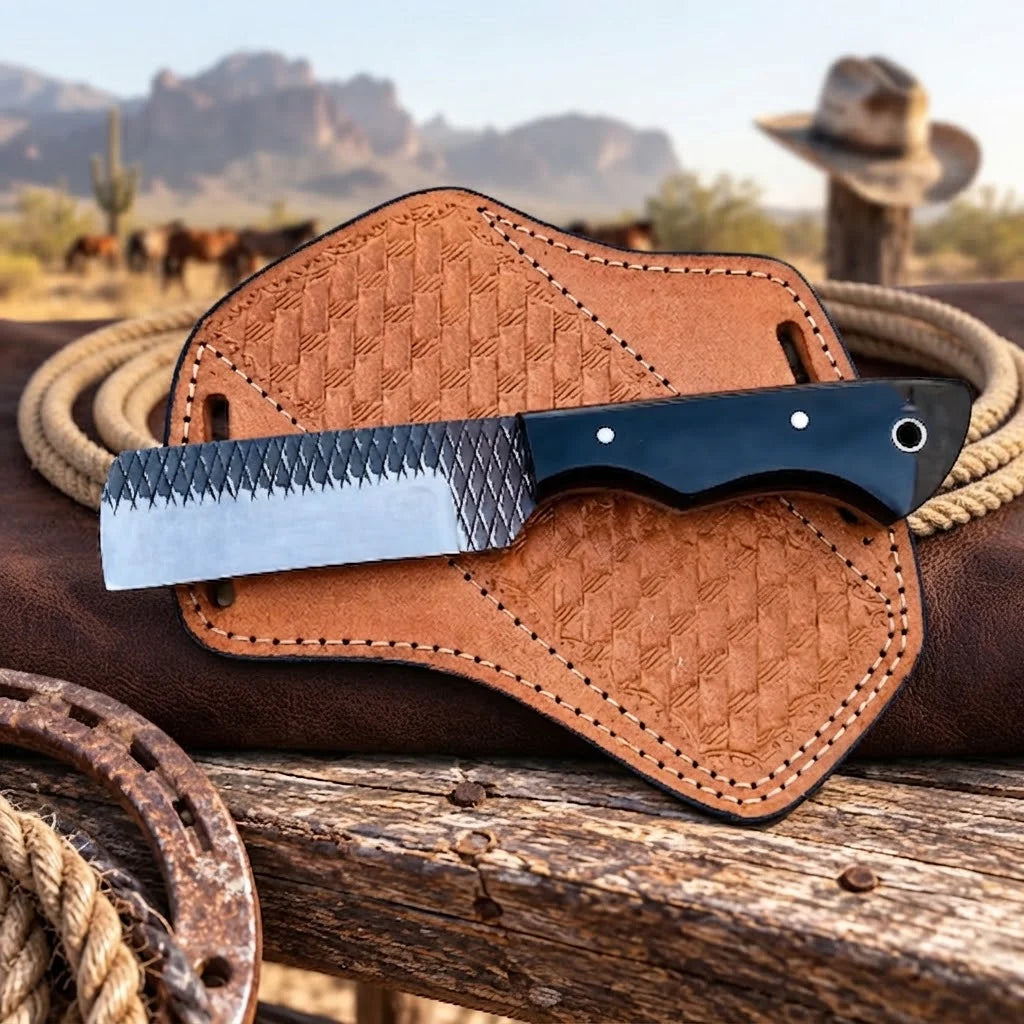Ironranch rasp steel cowboy bull cutter knife with resin handle