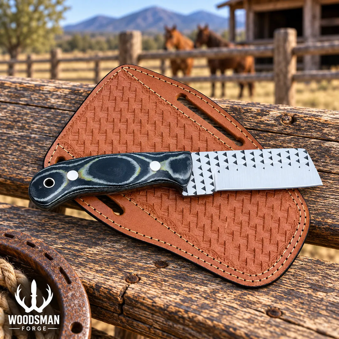 Handmade Ironvale rasp steel cowboy knife, blade detail