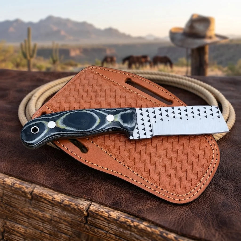 Ironvale cowboy knife Micarta handle detail