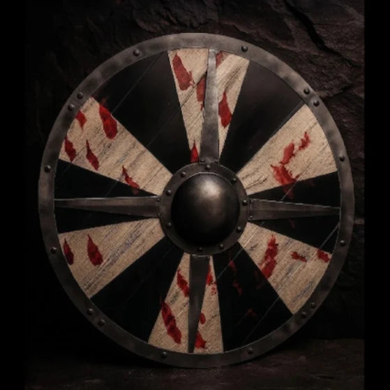 Ivar the Boneless Viking shield, hand-painted battle scars detail
