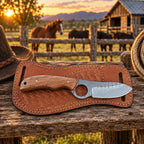 Oakridge rasp steel skinner knife, full view