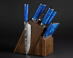 16-Piece Damascus Kitchen Knife Set with Acacia Wood Block – Premium Chef Knives, Steak Knives & Kitchen Shears