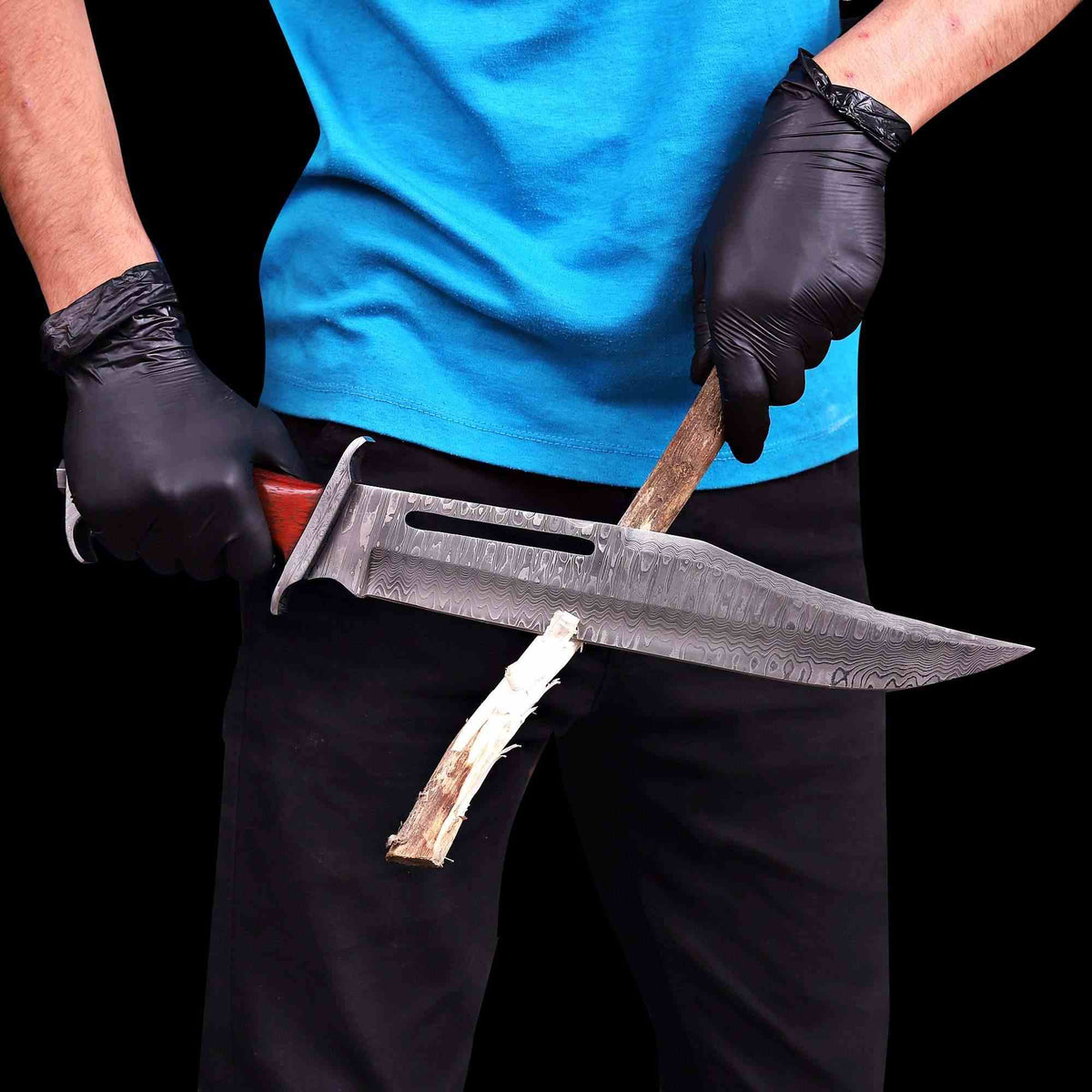 Rambo III Bowie Knife Handmade | VG10 Damascus Steel, Full Tang, Pakka Wood Handle – Christmas Gift for Men