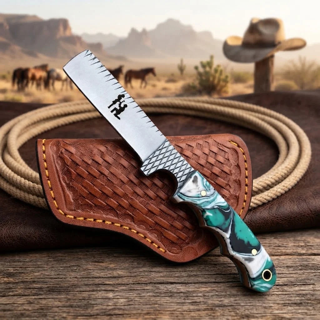 Ranchspire rasp steel cowboy bull cutter knife, full view