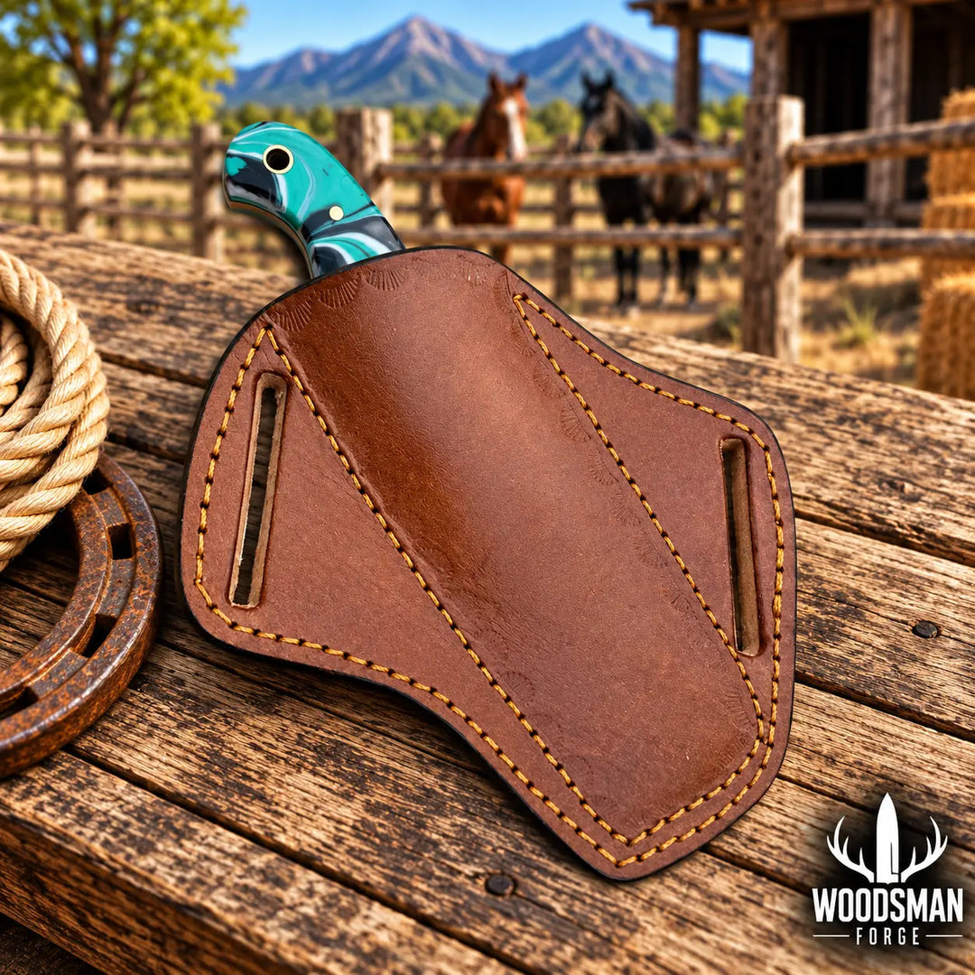 Ranchspire rasp steel cowboy knife resin handle detail