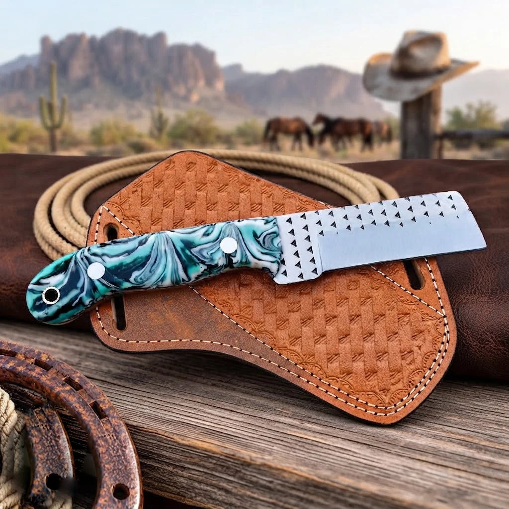 Rangestone cowboy knife resin handle detail