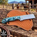 Rangestone cowboy knife with cross-draw leather sheath