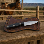 Raspwood cowboy skinner knife Wenge wood handle detail