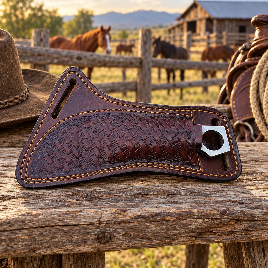 Ravenhook Rasp Steel Hawkbill Knife – Resin Handle & Leather Sheath