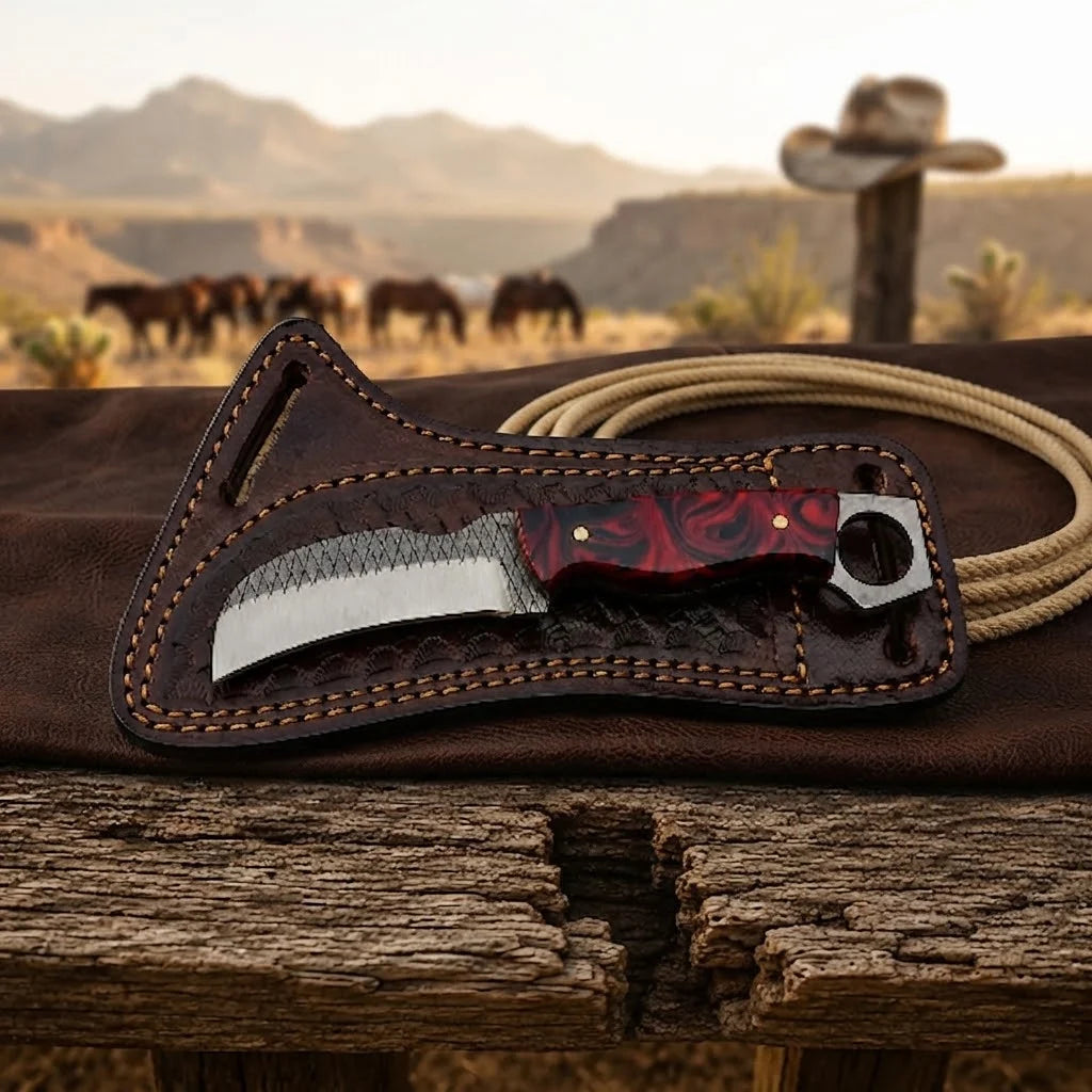 Ravenhook hawkbill knife resin handle detail