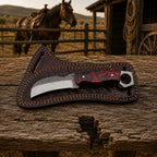 Ravenhook Rasp Steel Hawkbill Knife – Resin Handle & Leather Sheath
