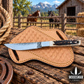 Stagmere rasp steel skinner knife, full view