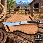 Stagmere rasp steel skinner knife, full view