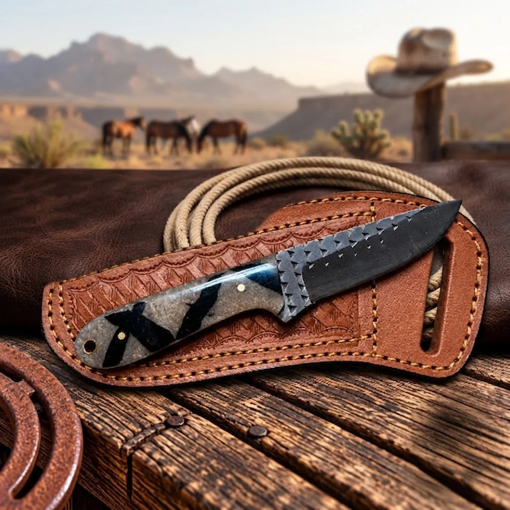 Thornvale skinner knife resin handle detail