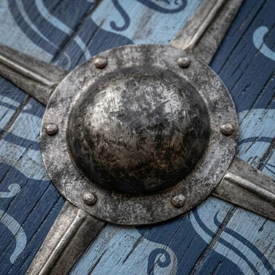 Viking raven shield metal outer rim detail