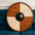 Wooden Viking shield wood grain and panel detail