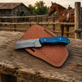Westmere Damascus cowboy bull cutter knife, full view