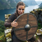Handcrafted wooden medieval shield, cosplay and reenactment prop