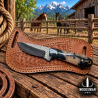 Thornvale Rasp Steel Skinner Knife – Resin Handle & Leather Sheath