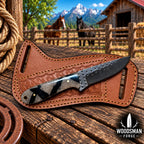 Thornvale Rasp Steel Skinner Knife – Resin Handle & Leather Sheath